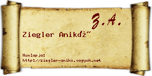 Ziegler Anikó névjegykártya